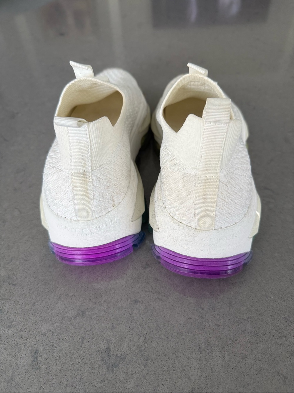 Kurt Geiger White Slip-On Sneakers with Rainbow Logo 8 Excellent condition - Picture 3 of 7